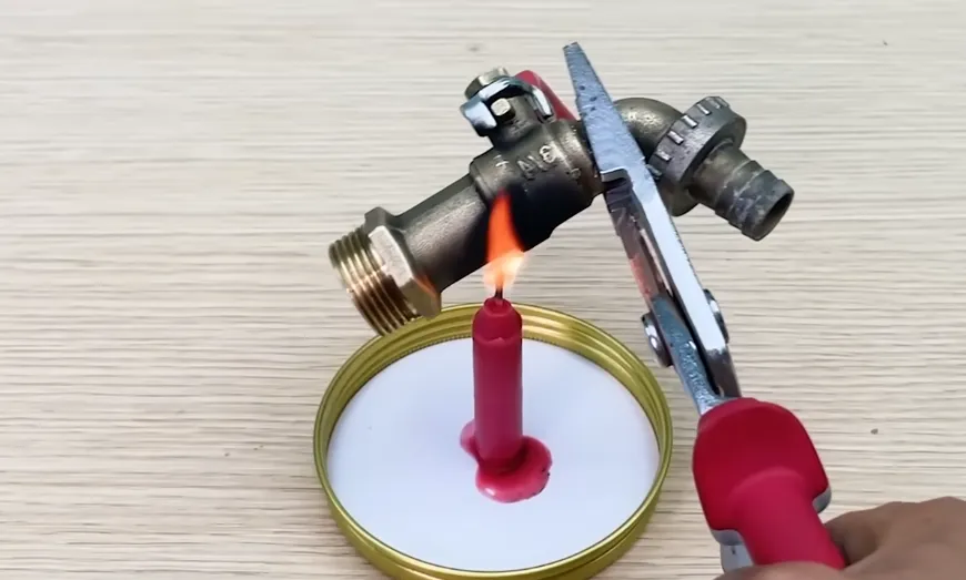 Brass water heater valve and fittings being checked during a water heater installation near Kings Beach